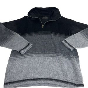 Goshitex Artesanias Sweater Striped Gray Black Southwest Alpaca Wool Sweater Zip